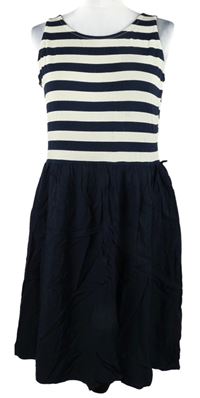 Dámské tmavomodro-smetanové pruhované šaty George 