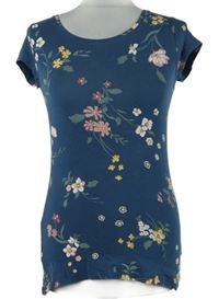 Dámské tmavomodré tričko s květy C&A