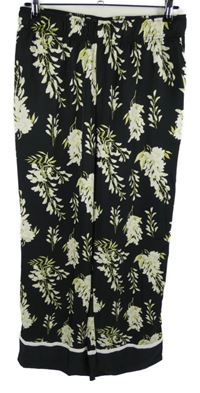 Dámske čierno-smotanové kvetované palazzo nohavice H&M