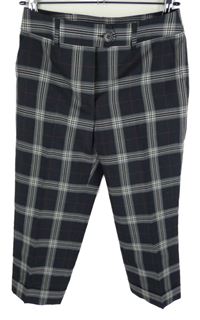 Dámske tmavomodré kockované crop nohavice Aquascutum