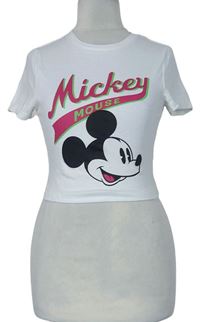 Dámske biele crop tričko s Mickeym Disney