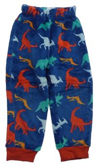 Modré chlpaté pyžamové nohavice s dinosaurami Jeff&Co