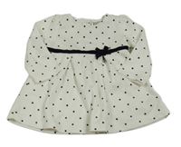 Biele bodkovaná é teplákové šaty s mašlou savannah