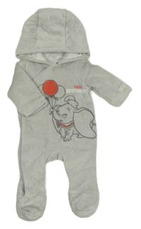 Svetlosivá zamatová zateplená kombinéza s Dumbem a kapucňou Disney