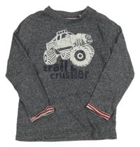 Tmavomodro-bílé melírované triko s autem Topolino