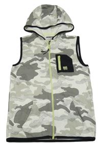 Bielo-sivá army prepínaci vesta s vreckom a kapucňou F&F