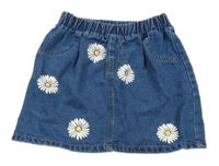 Modrá kvetinová rifľová sukňa Shein