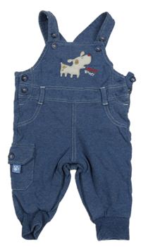 Tmavomodré laclové tepláky s pejskem Bhs