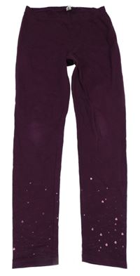 Fialové tregíny s flitrami Yigga