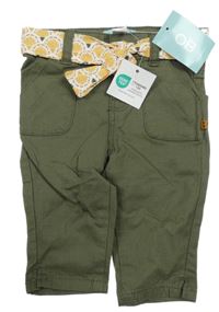 Nové - Khaki plátenné nohavice s opaskom Obaibi