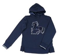 Tmavomodrá mikina s koněm a kapucí Yigga