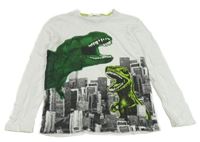 Biele tričko s dinosaurami a domy H&M