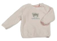 Svetloružová chlpatá mikina s medvěďom Little nutmeg