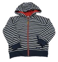 Tmavomodro-biela pruhovaná prepínaci mikina s kapucňou Joules