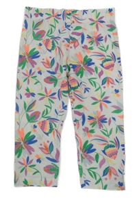 Bielo-farebné capri legíny s kvetinami Limones