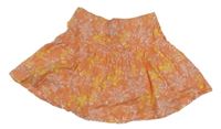 Oranžová kvetovaná bavlnená sukňa