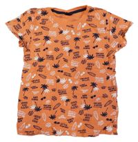 Oranžové tričko s palmami a okuliarmi Kiki&Koko