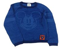 Modrý žebrovaný svetr s Mickeym Disney