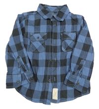 Modro-černá kostkovaná flanelová košile H&M