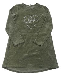 Tmavosivé žinylkové šaty so srdcem s nápisom Yigga