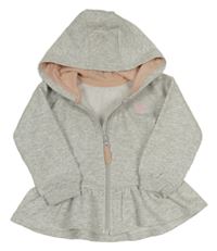 Svetlosivá melírovaná prepínaci mikina so srdcem a kapucňou Matalan