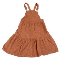 Starorůžové květované manšestrové laclové šaty H&M