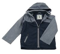 Tmavomodro-melírovaná šusťáková jarní bunda s kapucí Rebel