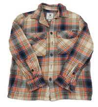 Smetanovo-tmavomodro-červená kostkovaná košilová bunda GARCIA