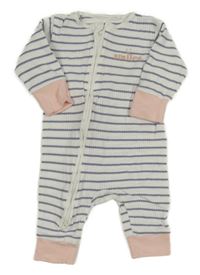 Bílo-modrý pruhovaný žebrovaný overal s nápisem Next