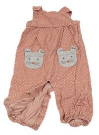 Světlerůžové podšité manšestrové laclové kalhoty s myškami Bode