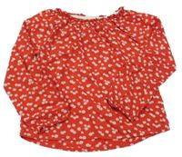 Červeno-biela kvetovaná blúzka