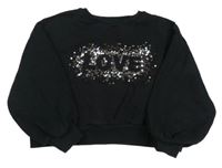 Čierna crop mikina s flitrami Next