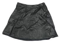Čierna koženková sukňa s vreckom H&M