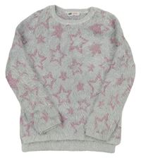 Sivý chlpatý sveter s hvězdamiH&M