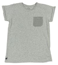 Sivé melírované tričko s vreckom Next