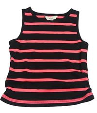 Čierno-neónově ružový pruhovaný rebrovaný crop top E-vie