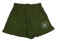 Khaki teplákové kraťay s výšivkou Candy 