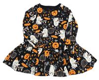 Čierne bavlnené šaty s halloweenským motívom F&F