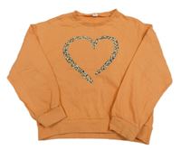 Oranžová oversize mikina so srdiečkom Shein