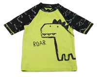 Neónově zeleno-čierne UV tričko s dinosaurom zn. F&F