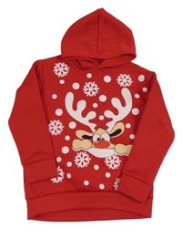 Červená mikina so sobom a kapucňou