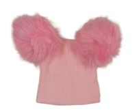 Ružová pletená čapica s brmbolcom