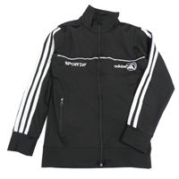 Černá sportovní propínací mikina s pruhy a logem Adidas 