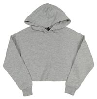 Sivá melírovaná crop mikina s kapucňou New Look