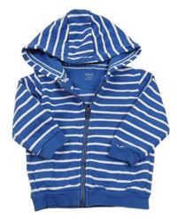 Modro-bílá pruhovaná propínací mikina s kapucí M&S