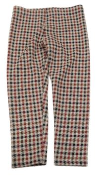 Béžovo-červeno-černé kostkované legíny George 