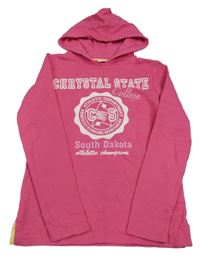 Růžová mikina s potiskem a kapucí Hot&Spicy 