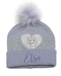 Levandulovo-stříbrná čepice s Elsou a bambulí Primark 