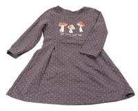 Fialovošedé teplákové šaty s houbičkami Topolino