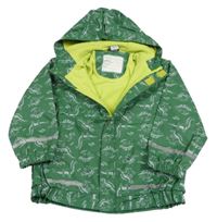 Zelená nepromokavá jarní bunda s dinosaury a kapucí Kiki&Koko